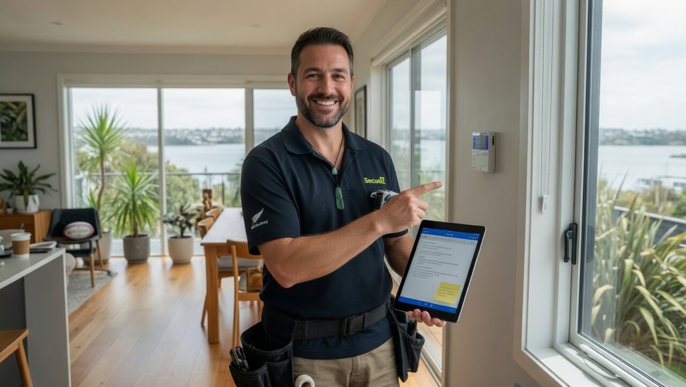 Level Up Security technician doing a site assessment